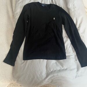 Ralph Lauren Black Crew Neck Shirt with Embroidered Logo
